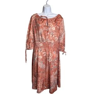 Vintage‎ 70's Sears Floral Print Smocked Midi Dress Est Sz M/L Cottagecore Farm